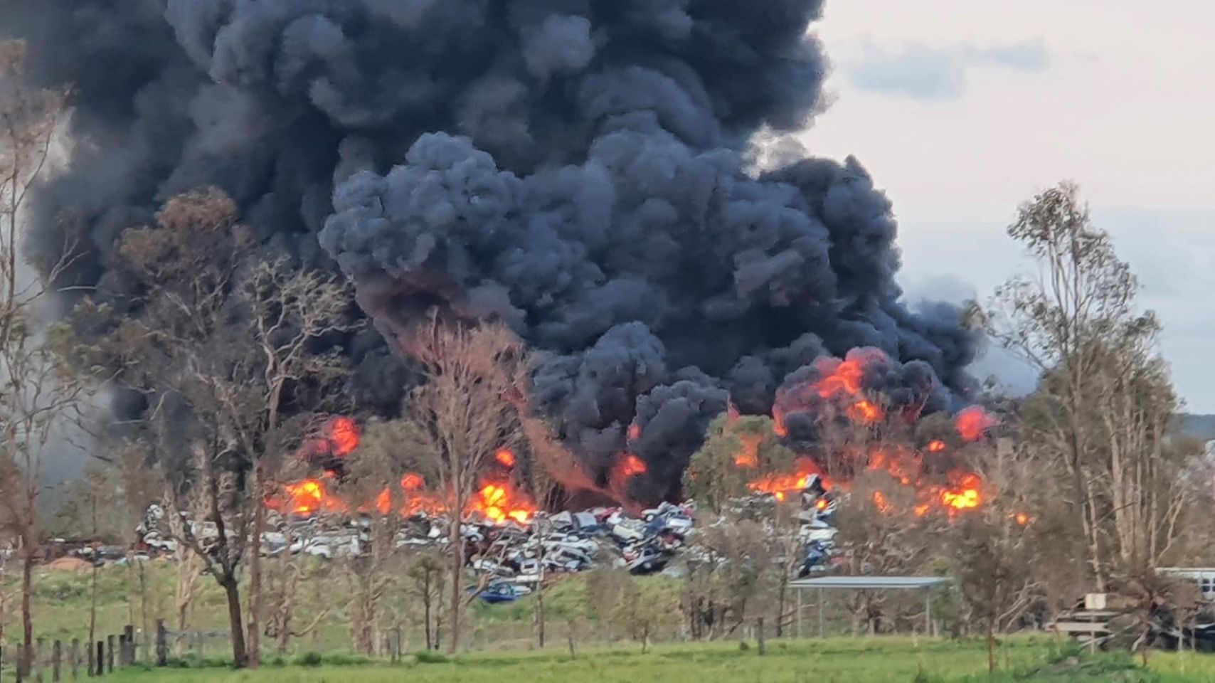 Massive scrap metal yard blaze in Grafton