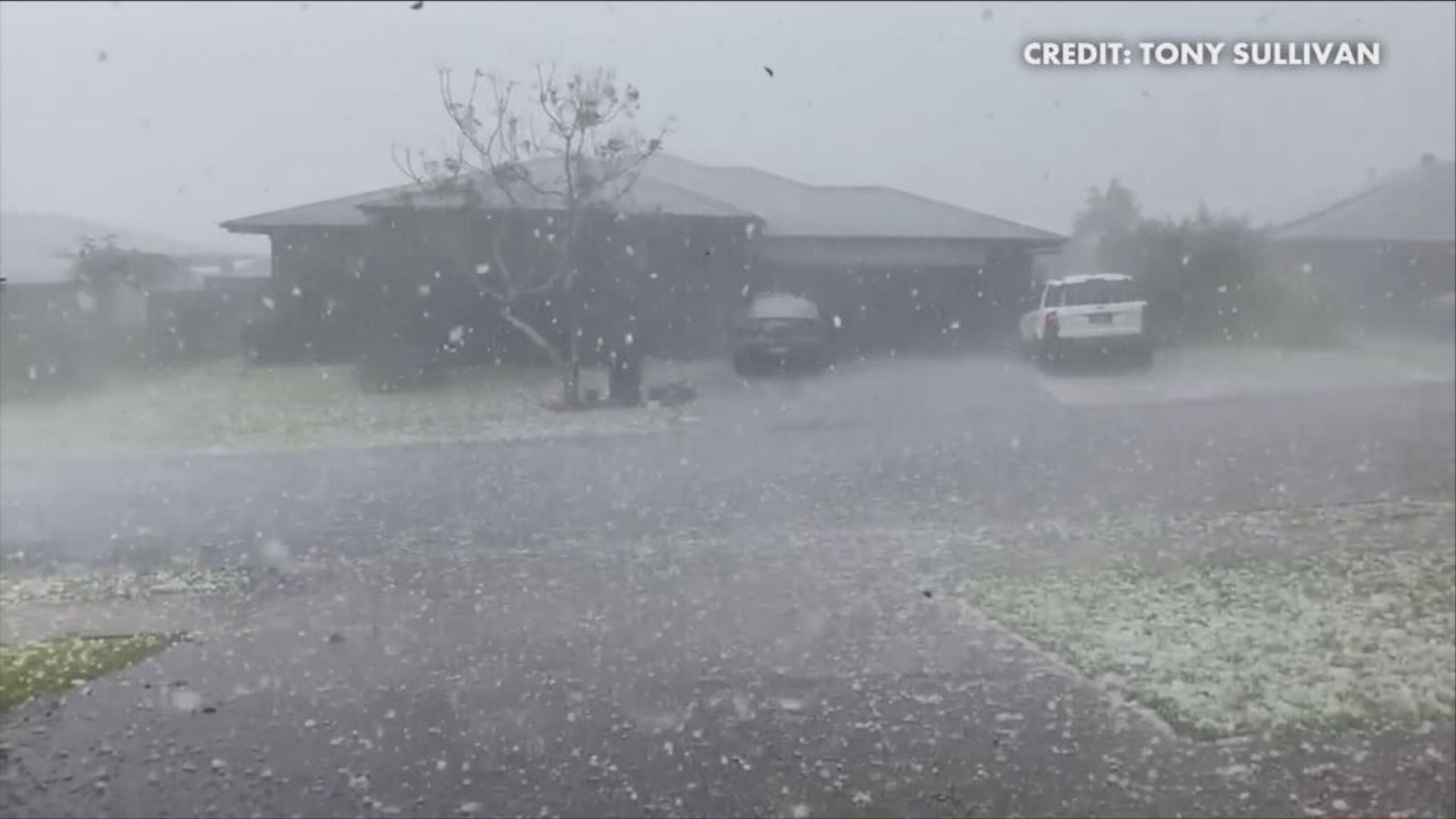 Homes damaged, yards blanketed in sudden hailstorm at Port Macquarie