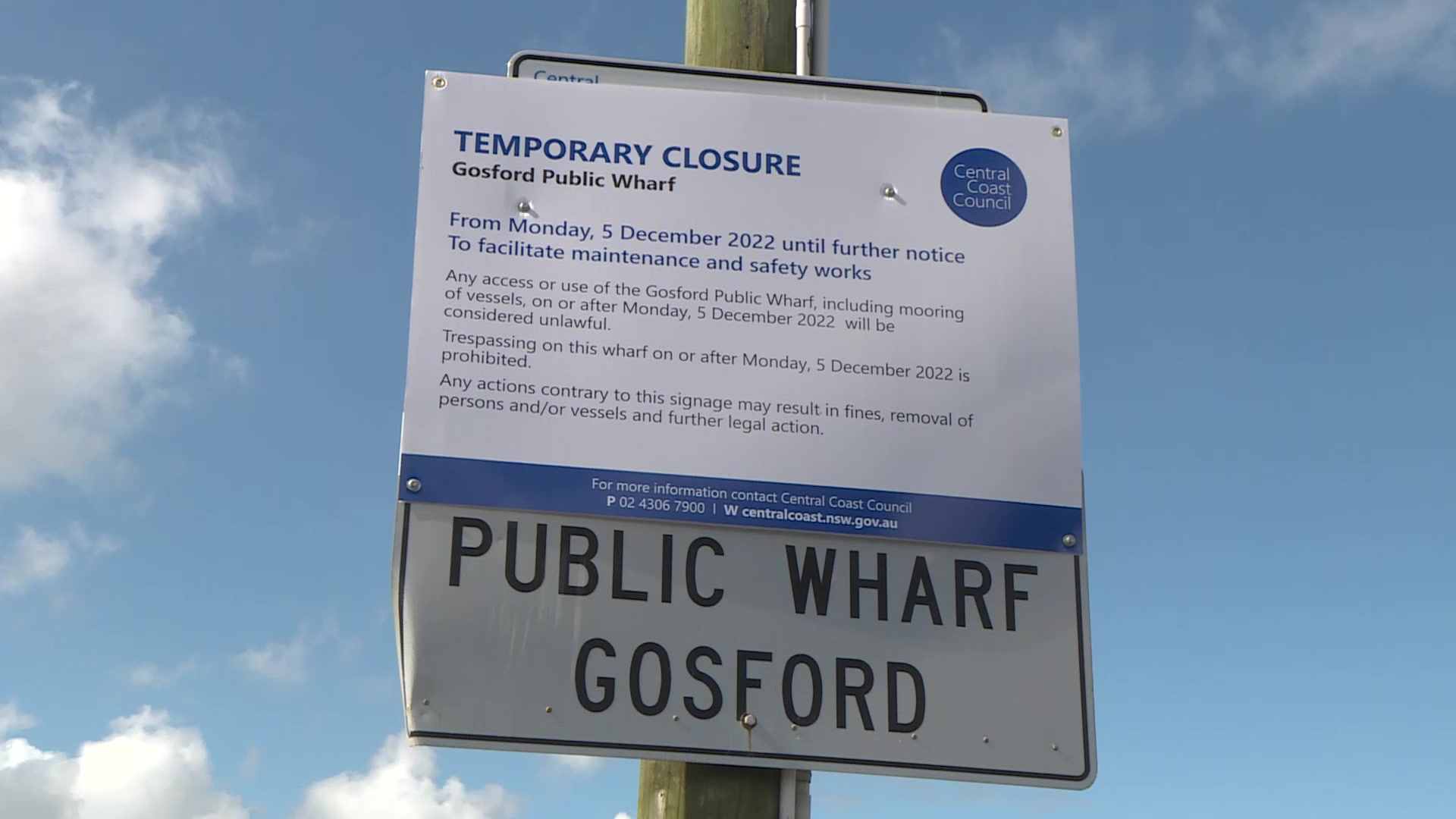 Mixed signals at Gosford’s Public Wharf